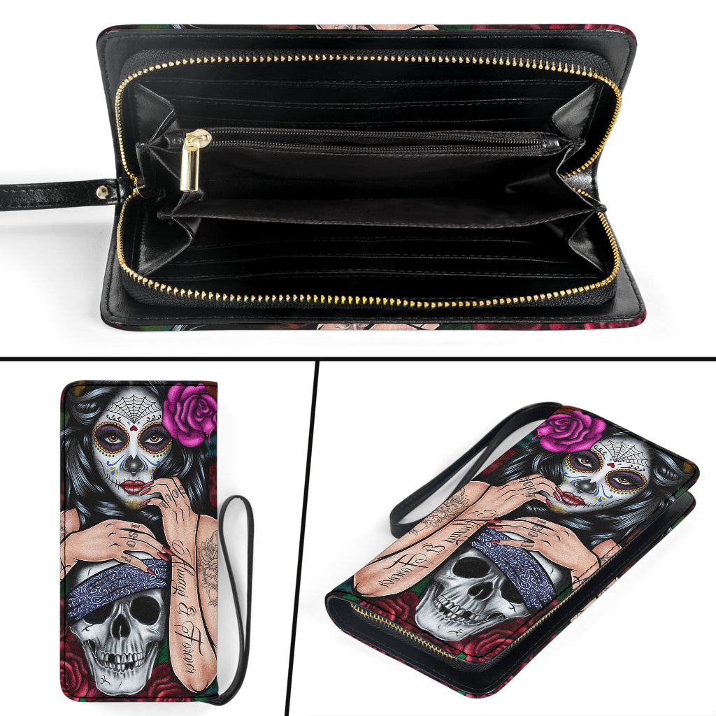 Sugar skull calavera girl wallet clutch purse