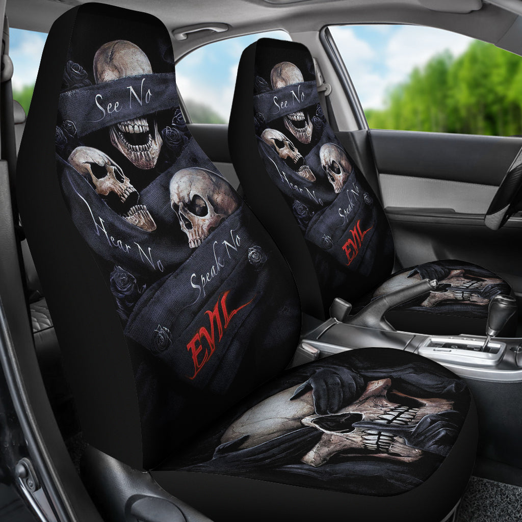 Set of 2 pcs skull girl car seat covers