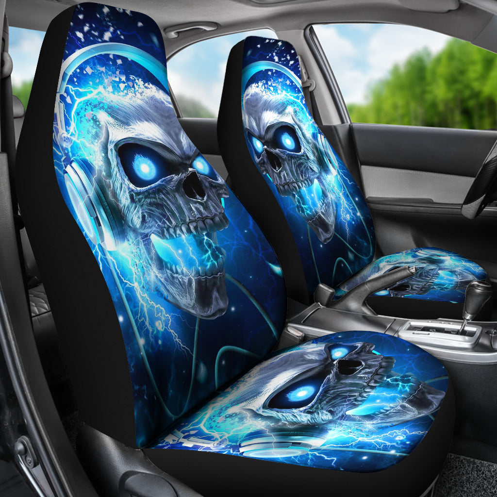 Set of 2 skull gothic skull car seat covers