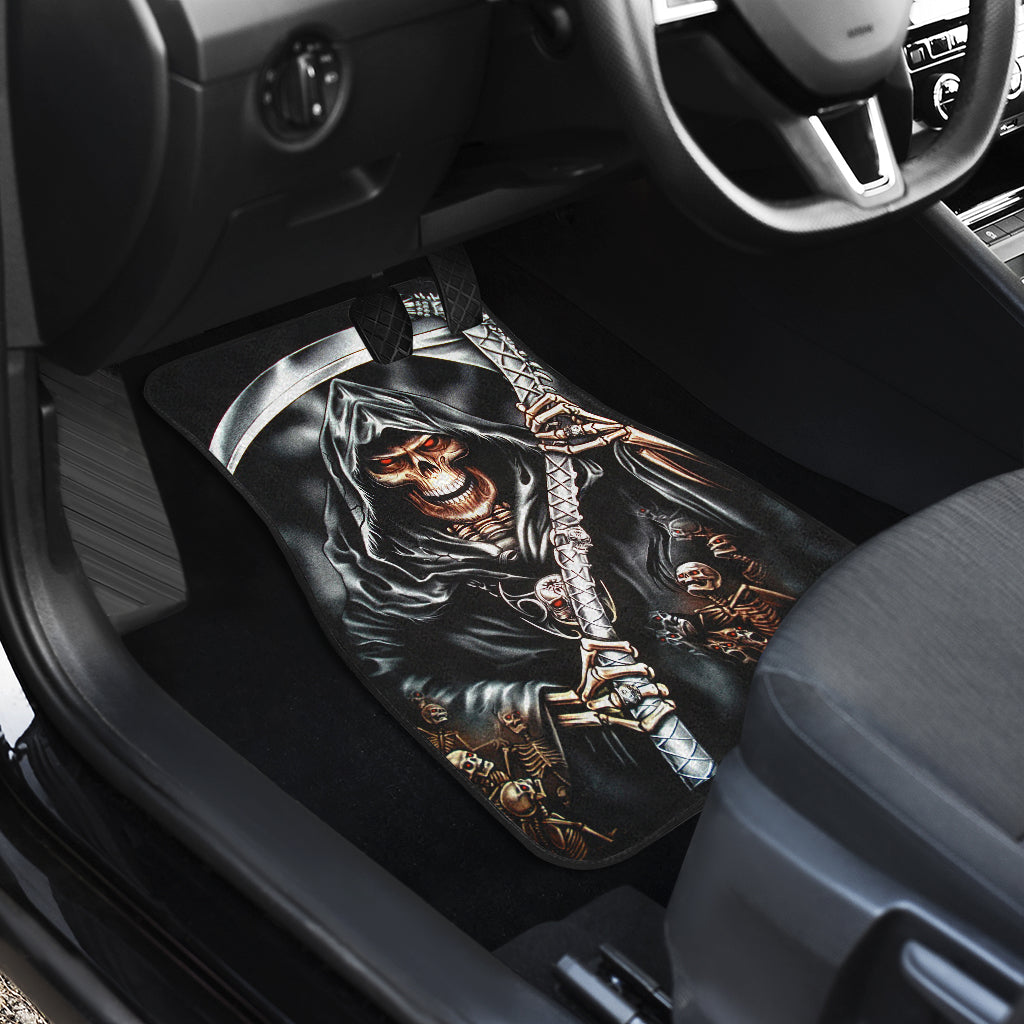 Set 4 pcs grim reaper skull car mats