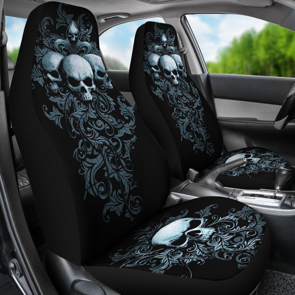 Set of 2 pcs gothic grim reaper skull girl car seat covers