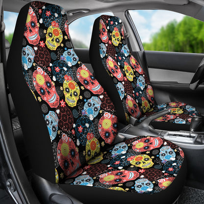 Set 2 pcs sugar skull car seat covers