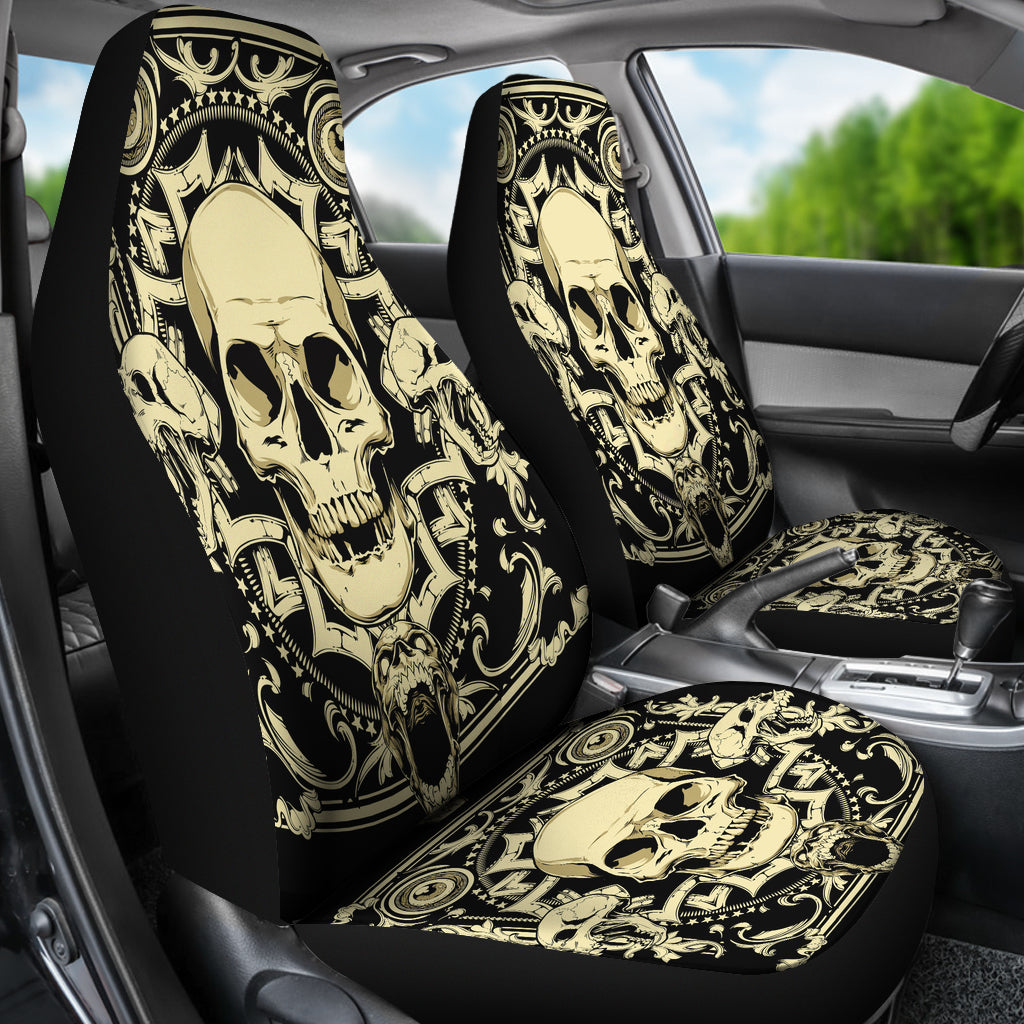 Set of 2 Pcs - Skull Car Seat Covers