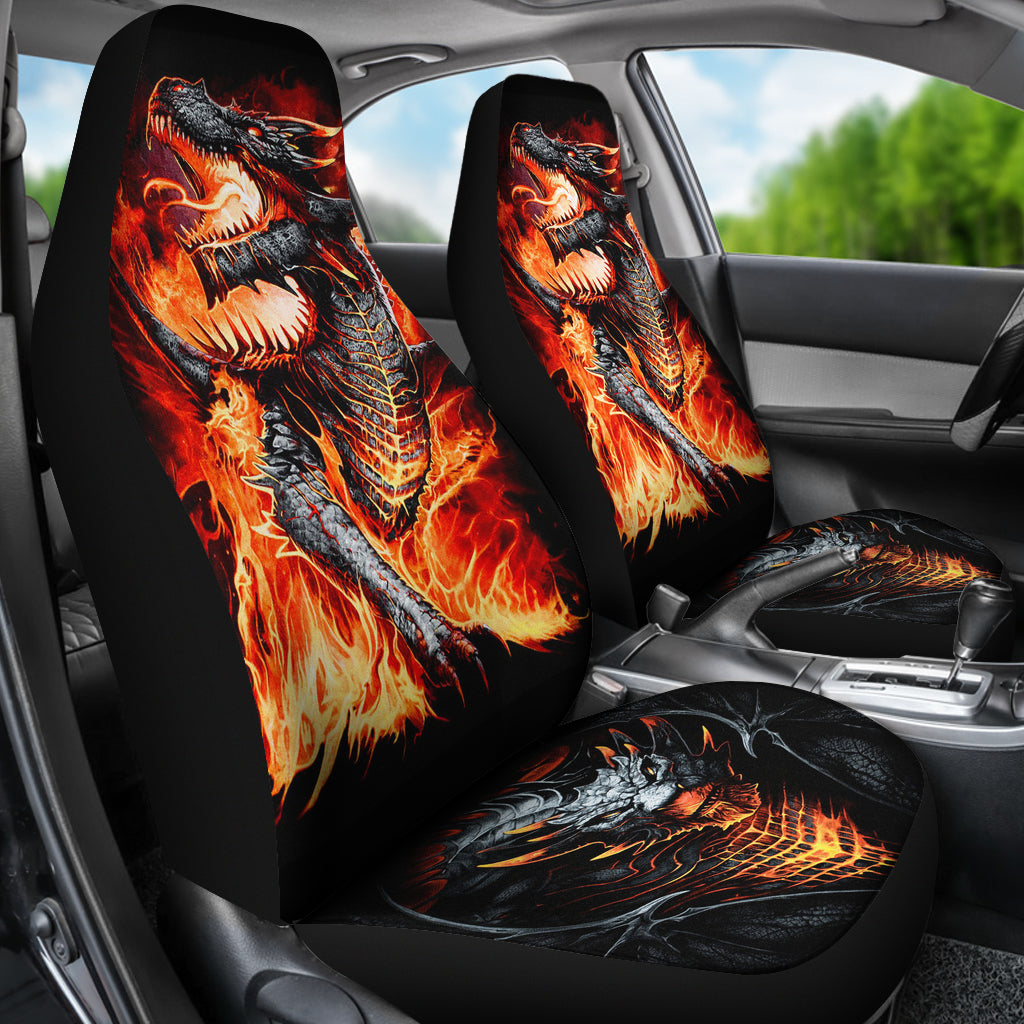 Set of 2 pcs dragon skull car seat covers