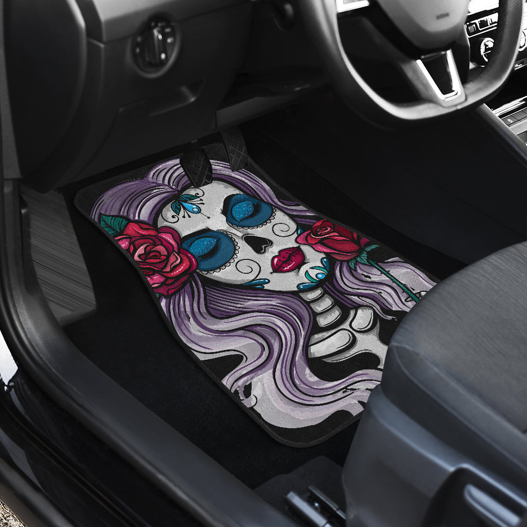 Set of 4 pcs sugar skull car mats