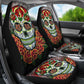 Set of 2 pcs floral sugar skull car seat covers