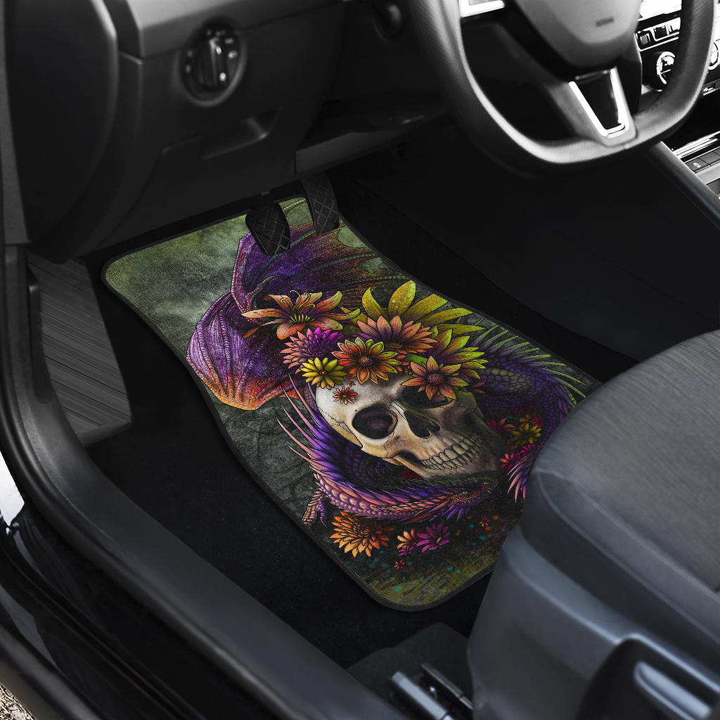 Set of 4 pcs dragon skull car mats