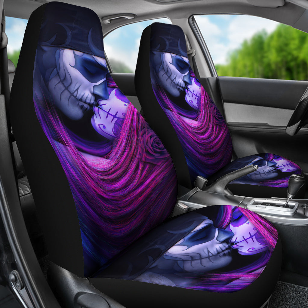 Set of 2 - Sugar skull girs - car seat covers