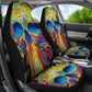Set of 2 colorful skull car seat covers