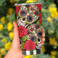 Sugar skull floral tumbler mug cup