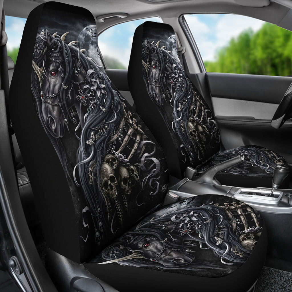 Set of 2 pcs sugar skull horse car seat covers