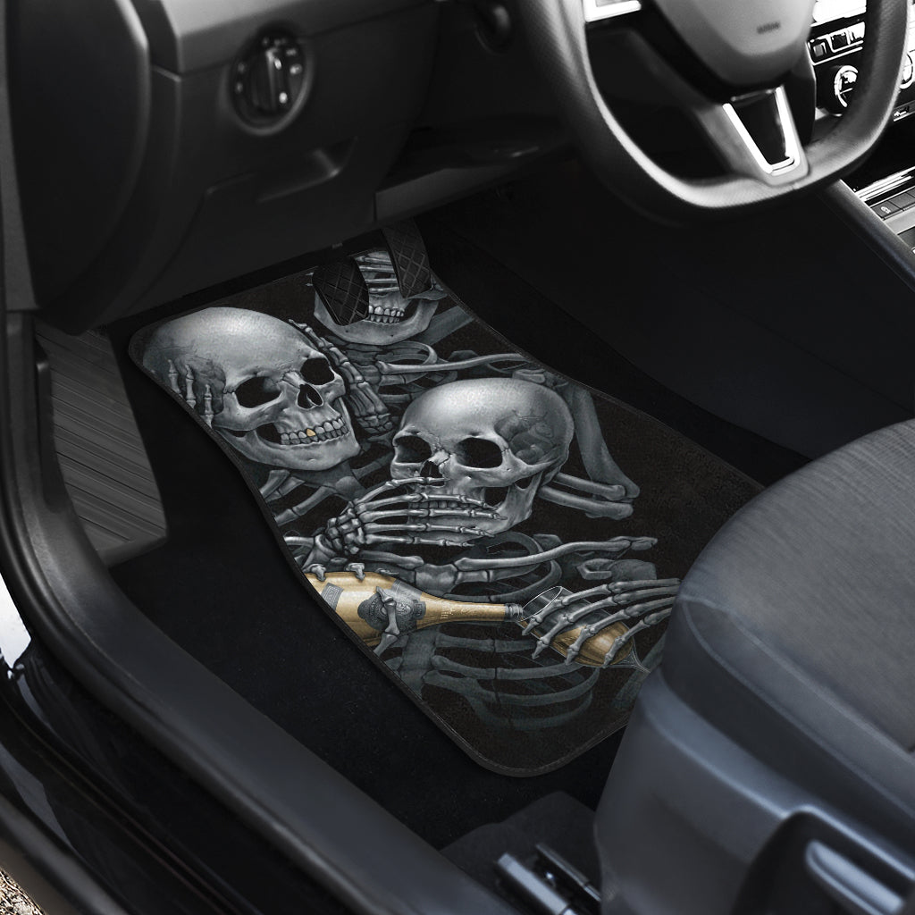 Set 4 pcs No see no hear no speak skull car mats