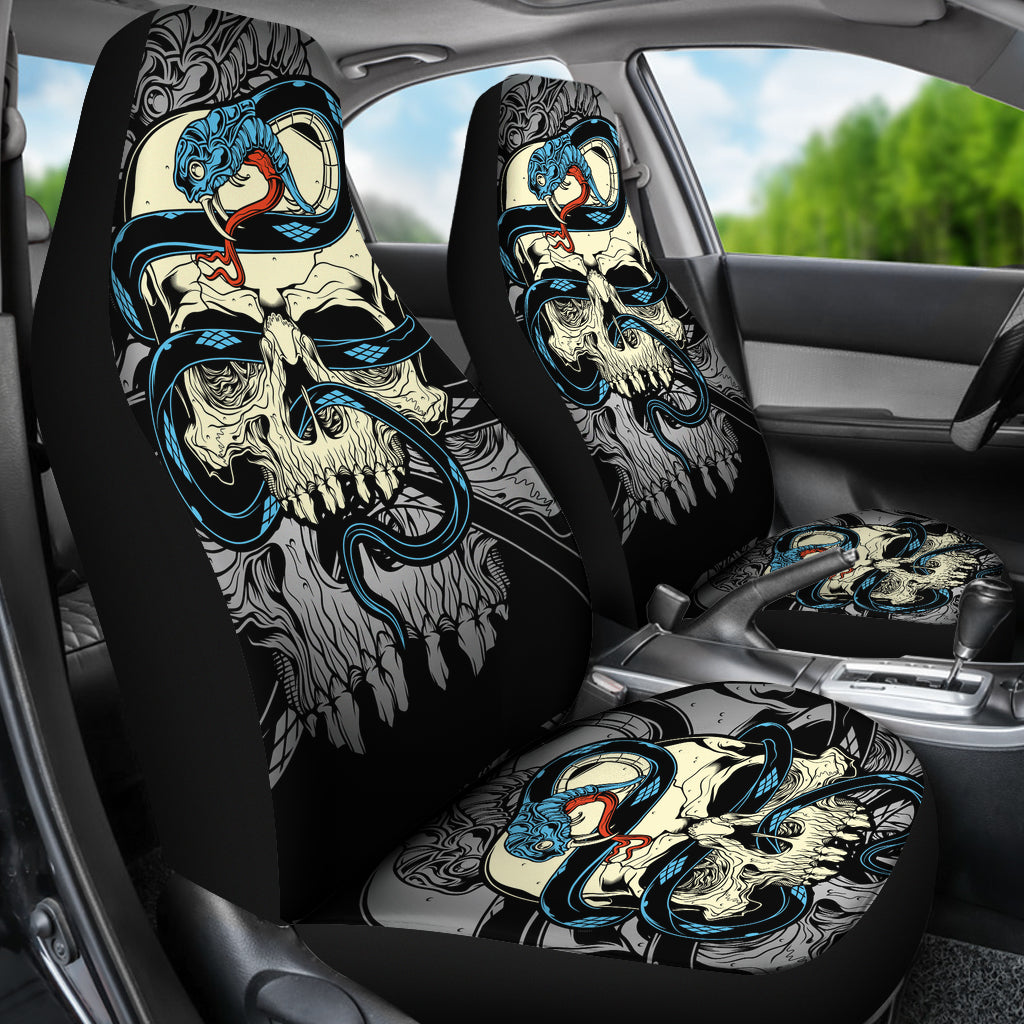 Set of 2 skull gothic car seat covers