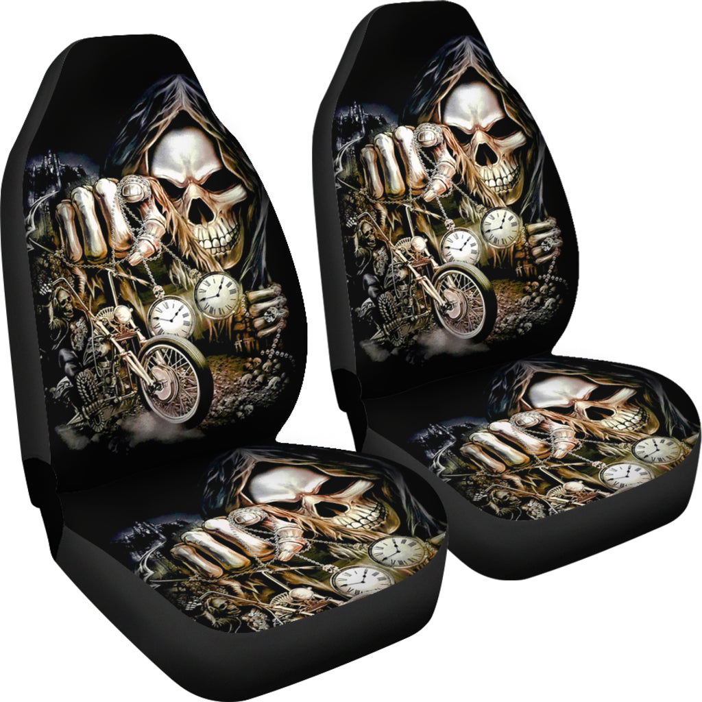 Set of 2 skull car seat covers