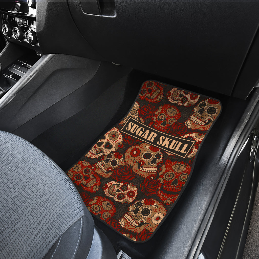 Set of 4 pcs sugar skull car mats