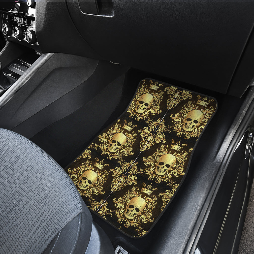 Set 4 pcs gold skull car mats