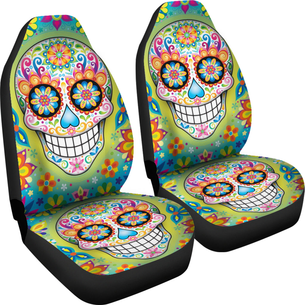 Set 2 pcs sugar skullGothic skull car seat covers