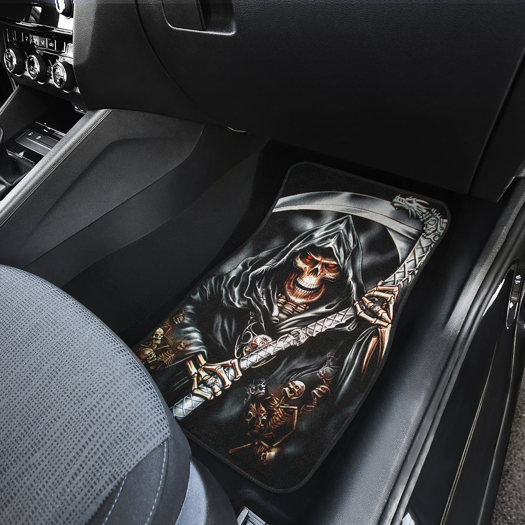 Set 4 pcs grim reaper skull car mats