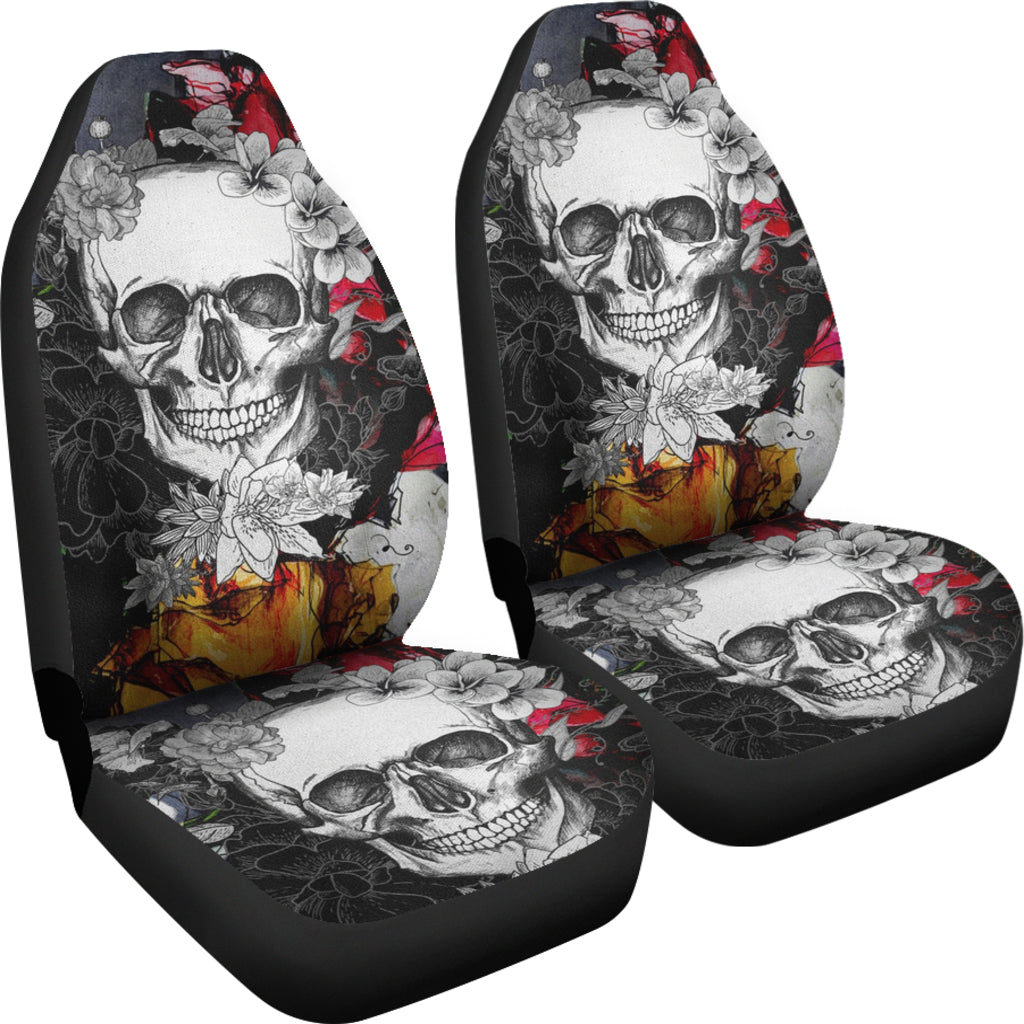 Set of 2 pcs skull grim reaper car seat covers