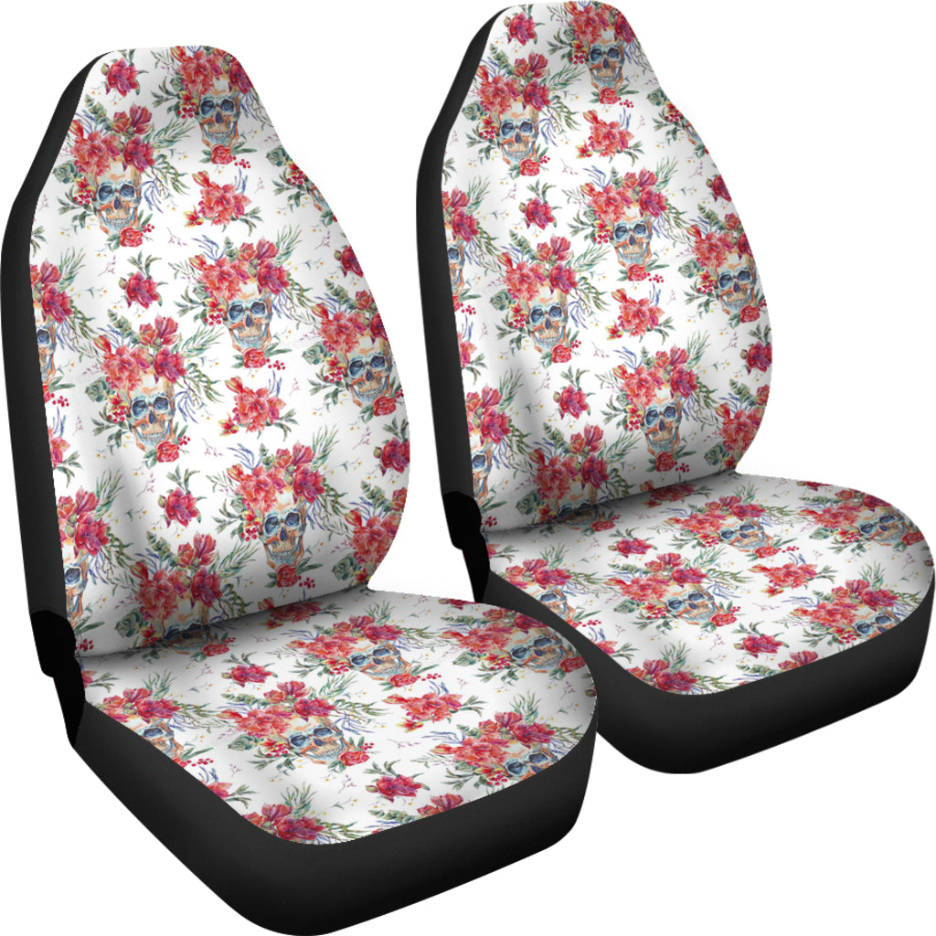 Set of 2 pcs sugar skull car seat covers