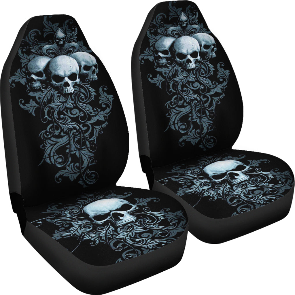 Set of 2 pcs gothic grim reaper skull girl car seat covers