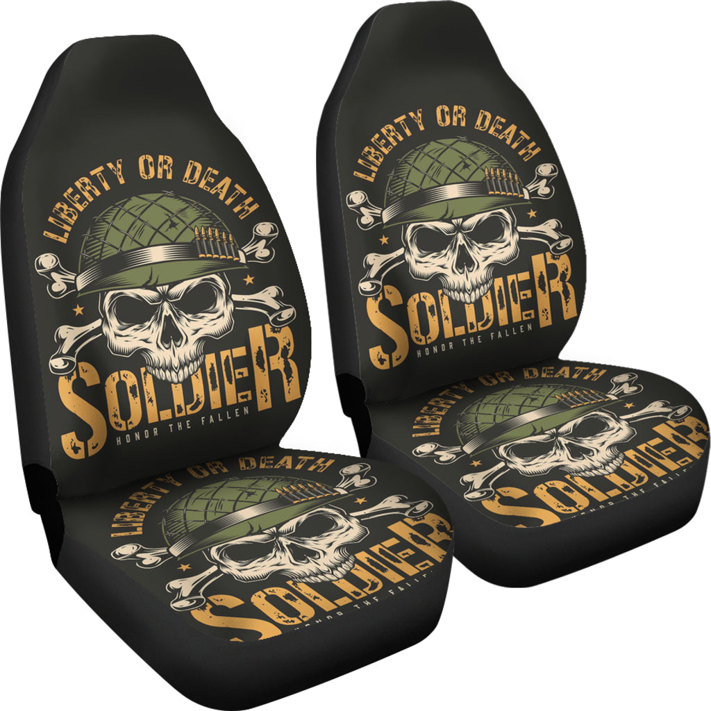 Set of 2 Pcs skull soldier car seat covers