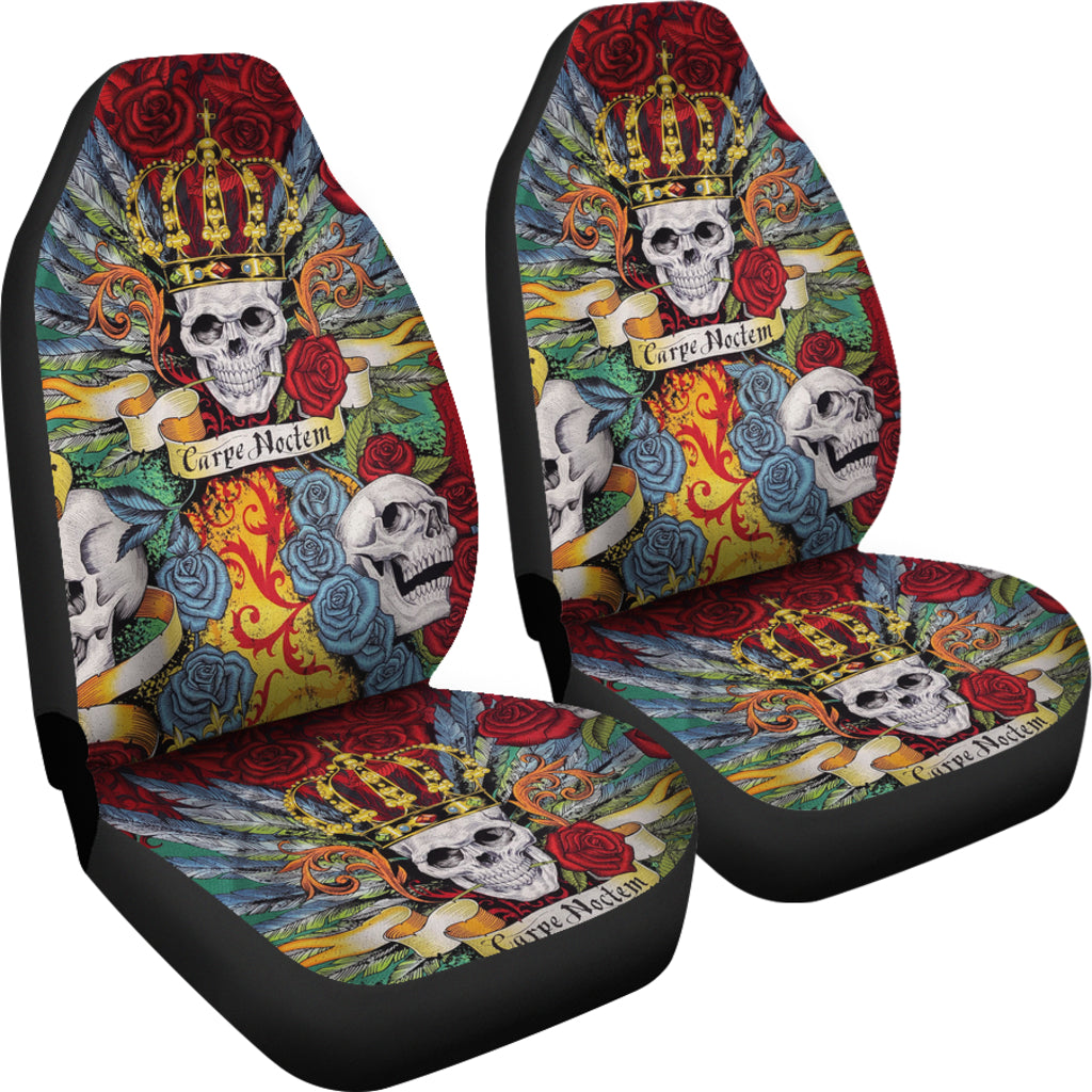 Set of 2 the king skull seat covers