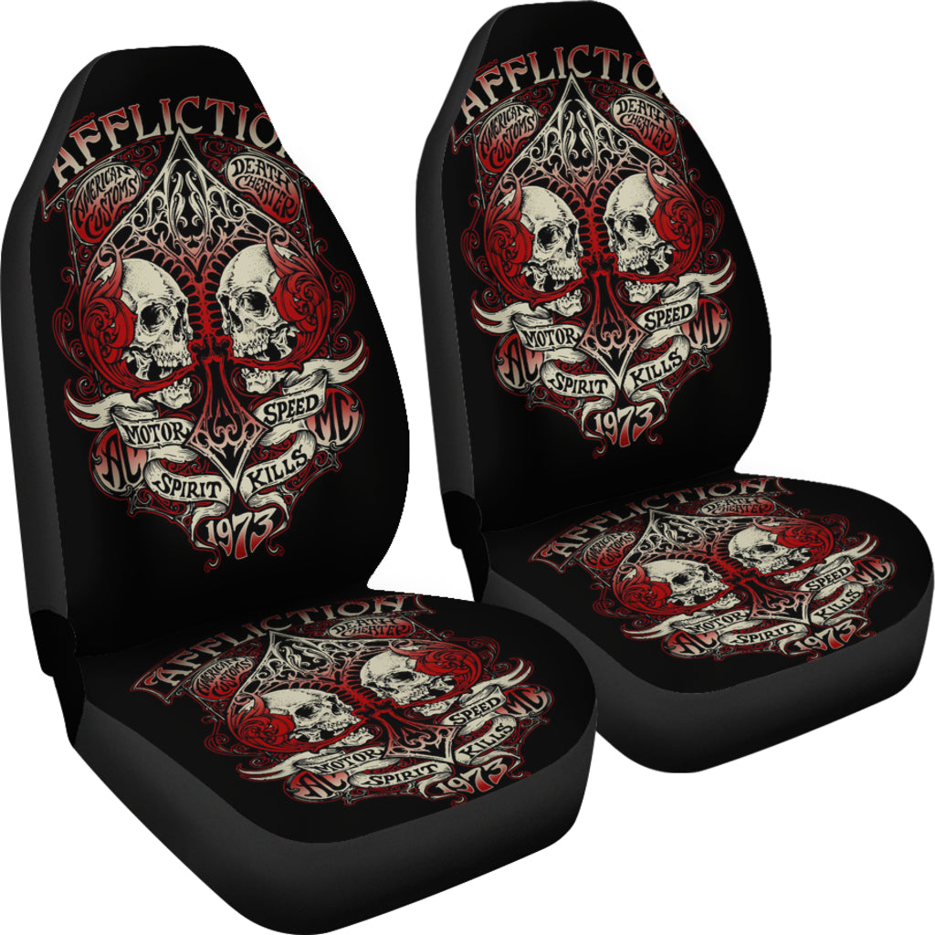 Set of 2 - Affliction American customs death cheater car seat covers