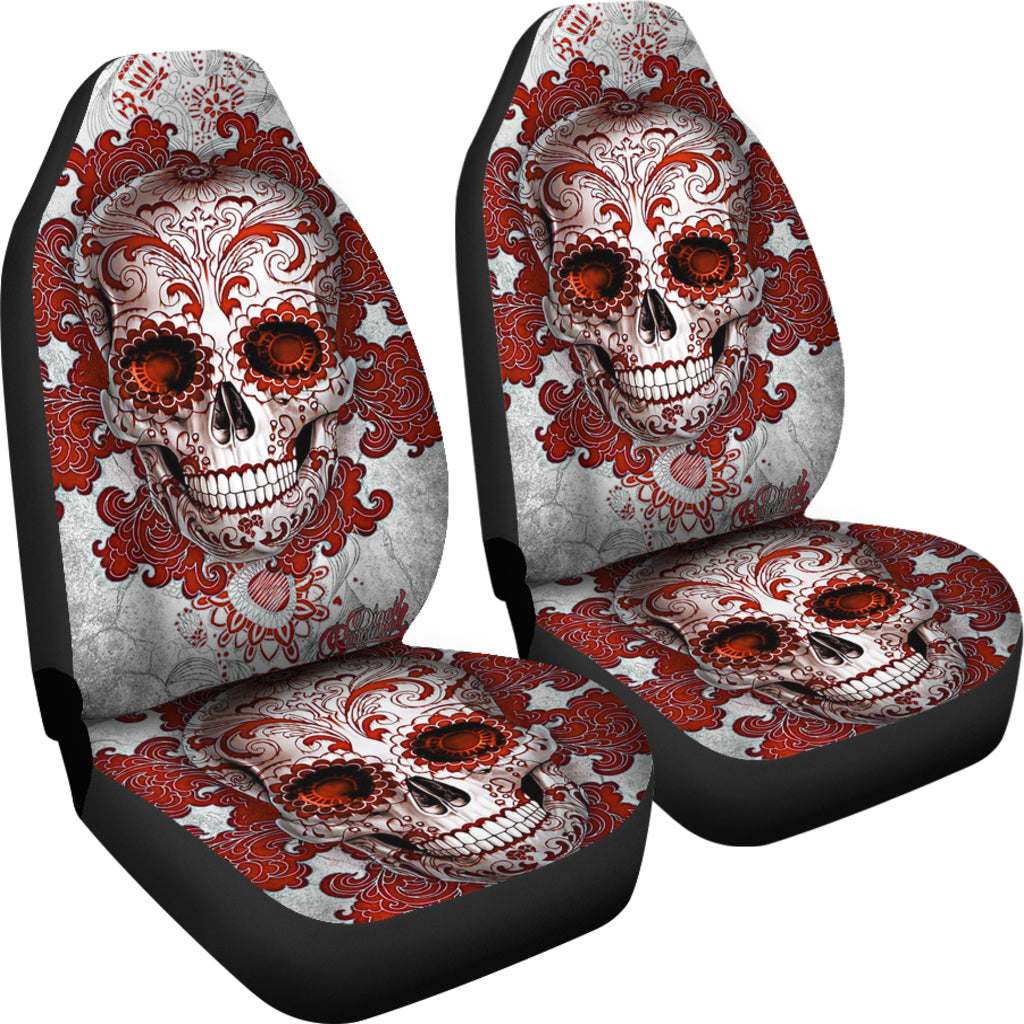 Set of 2 Pcs - Day of the dead - Sugar Skulls car seat covers