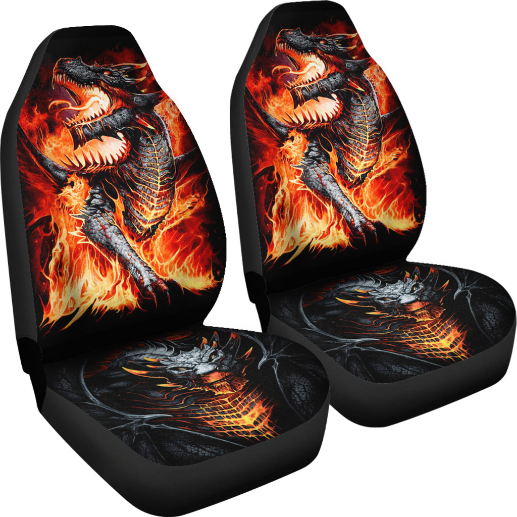 Set of 2 pcs dragon skull car seat covers