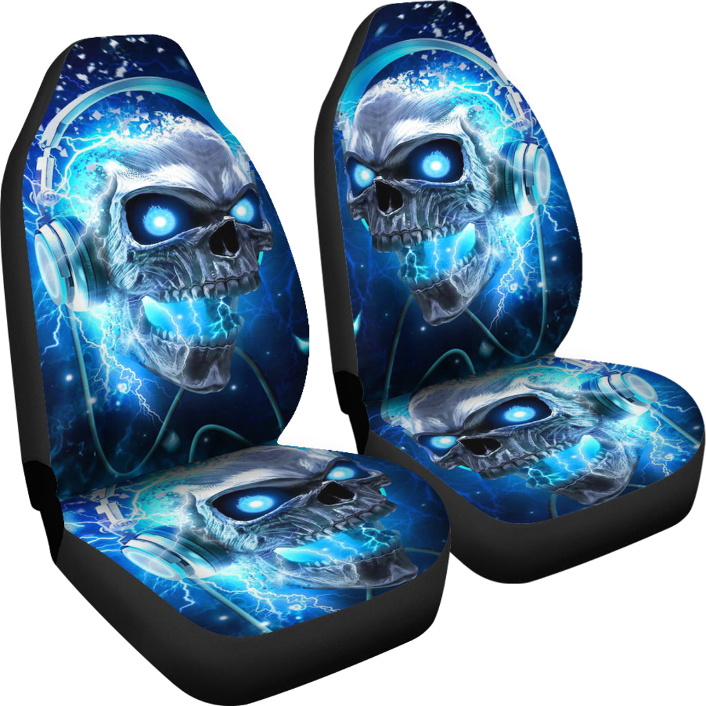 Set of 2 skull gothic skull car seat covers