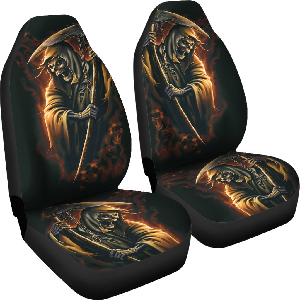 Set of 2 pcs skull car seat covers