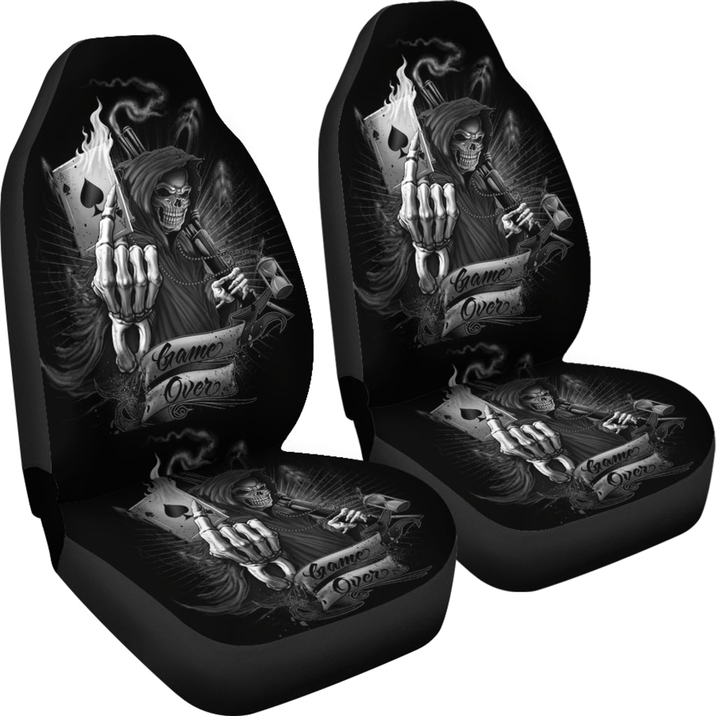 Set 2 pcs skull grim reaper car seat cover sugar skulls