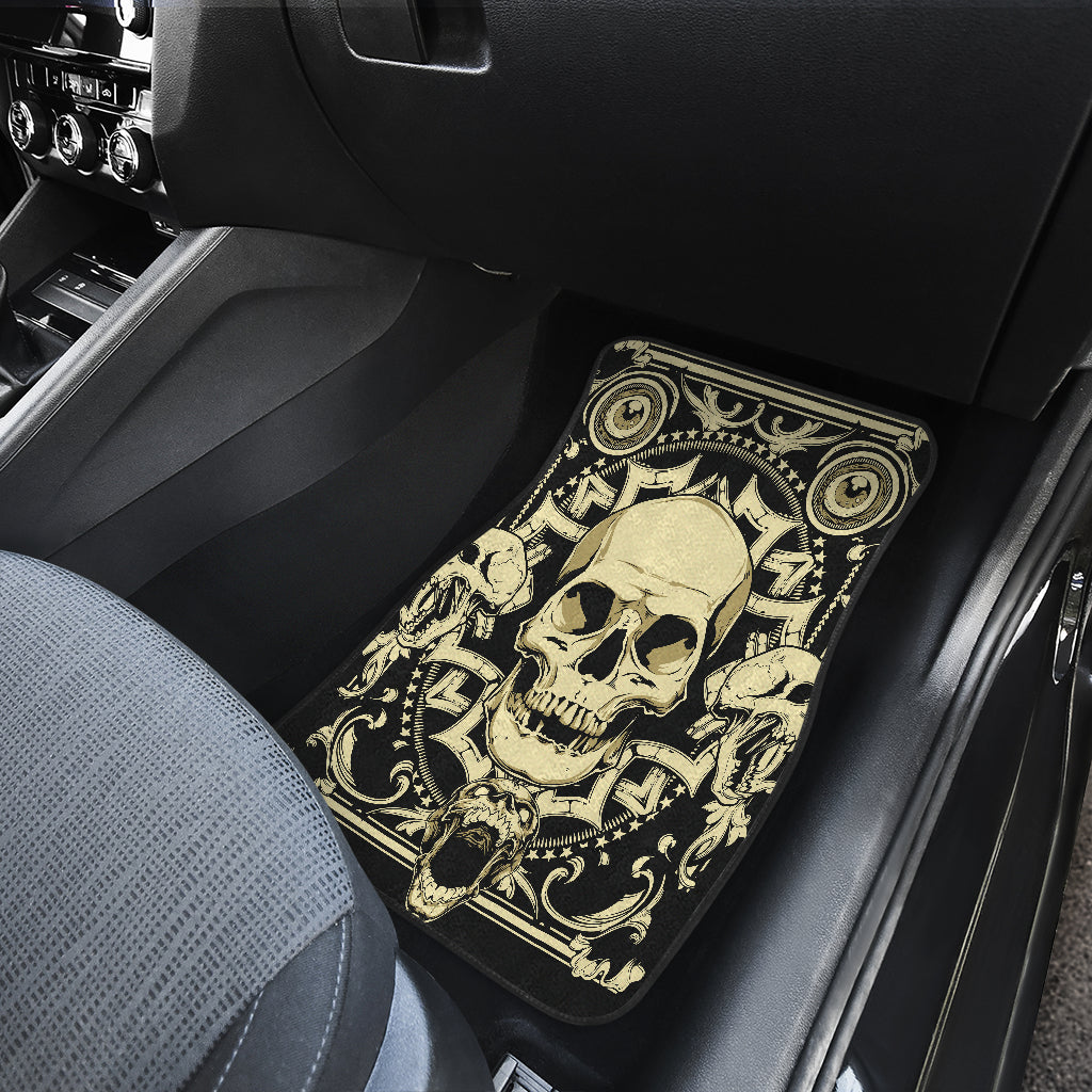 Set of 4 pcs Gothic skull car mats