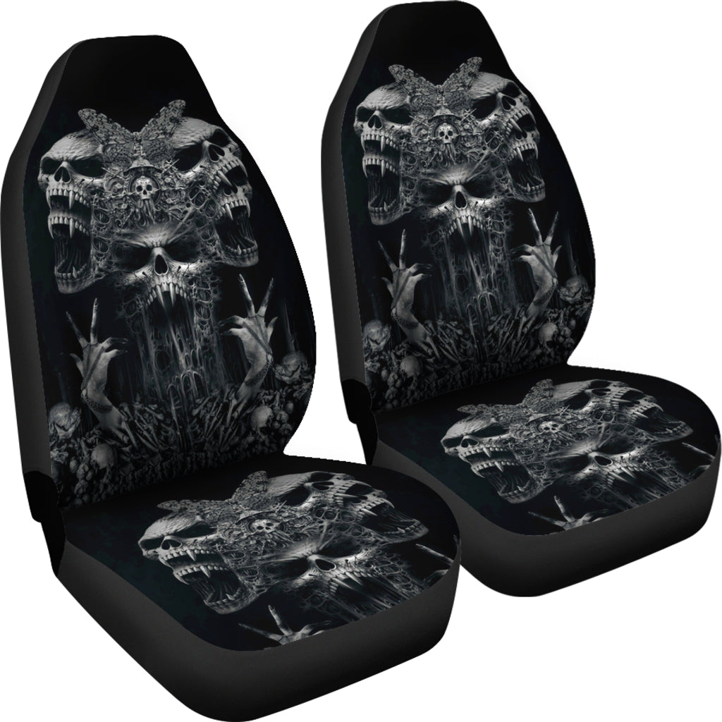 Set of 2 - Gothic skull car seat covers