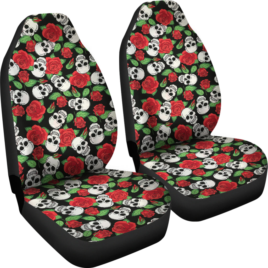 Set of 2 Pcs Skull sugar skull car seat covers