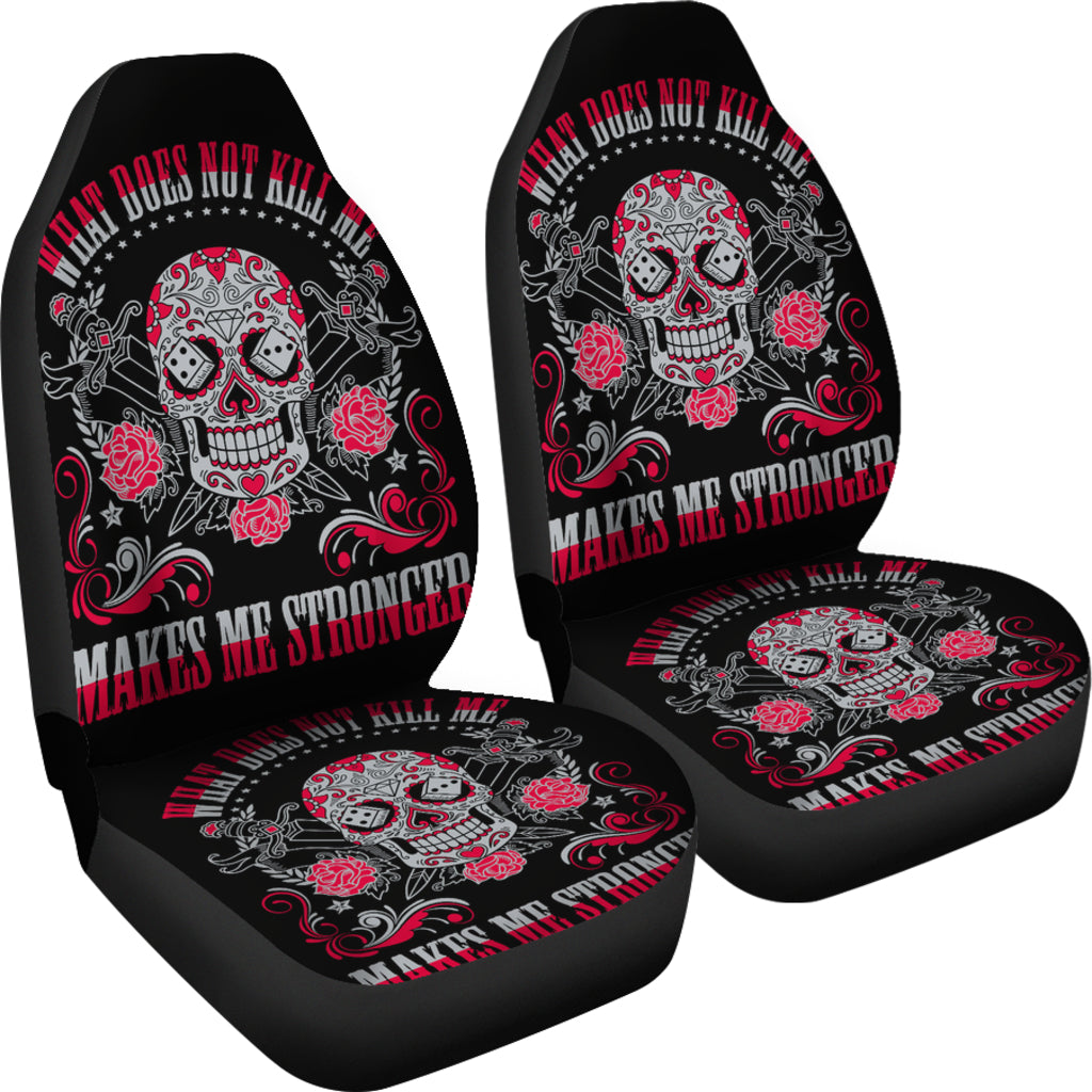 Set of 2 sugar skull car seat cover day of the dead