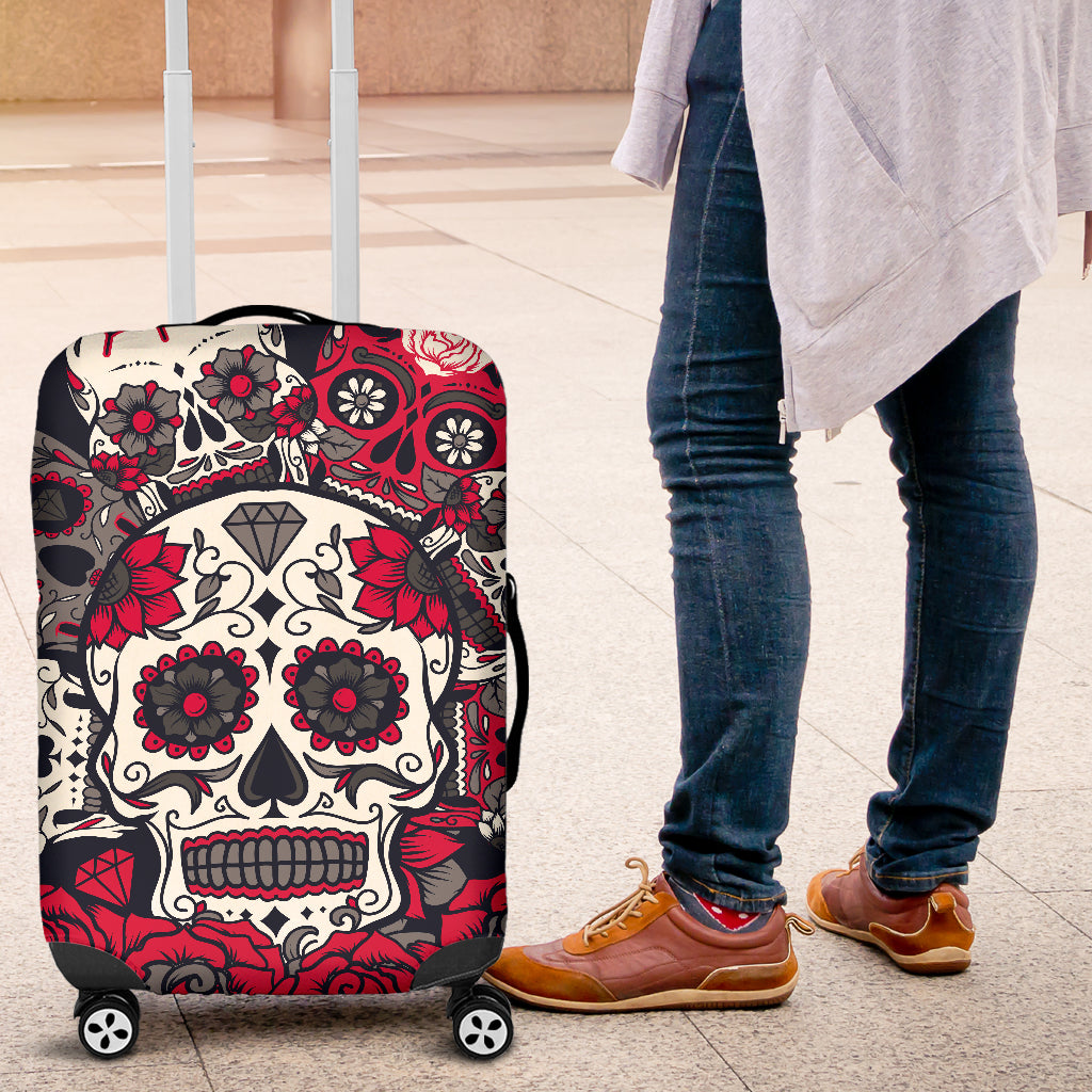 Sugar skull floral luggage suitcase cover