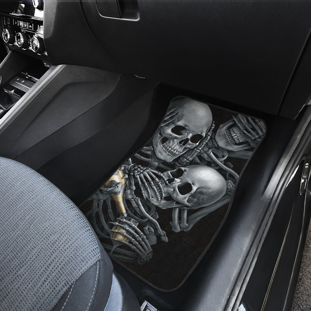 Set 4 pcs No see no hear no speak skull car mats