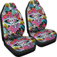 Set of 2 Day of the dead sugar skull car seat covers