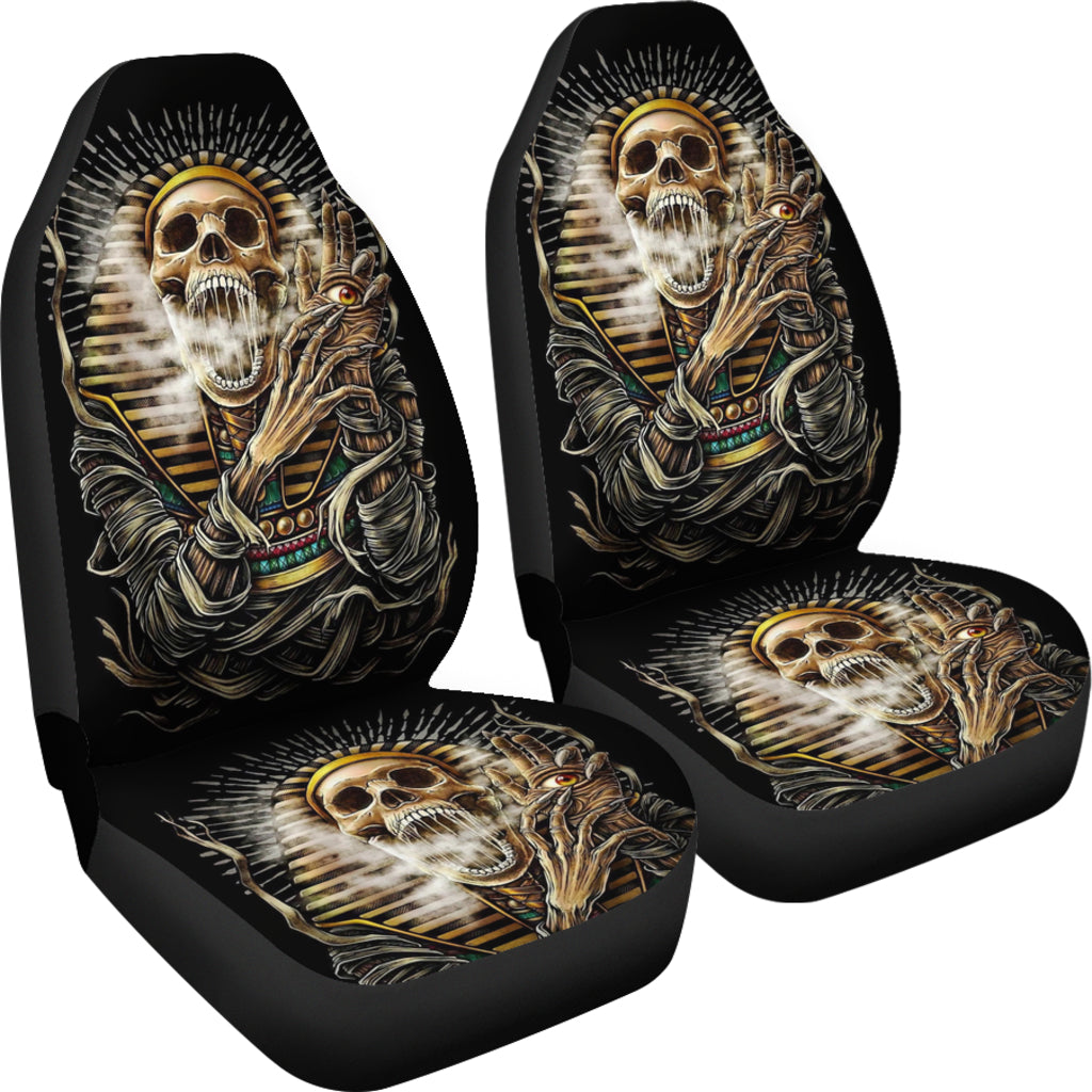 Set of 2 gothic skull car seat covers