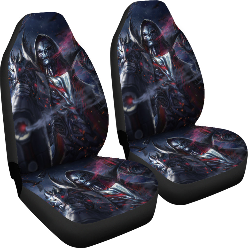 Set of 2 grim reaper skull Gothic car seat covers