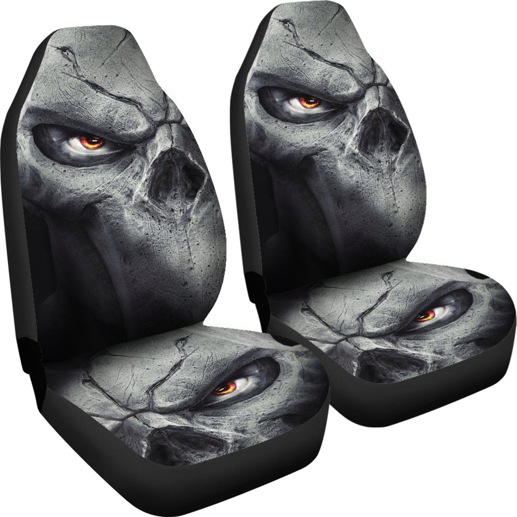 Set of 2 pcs - Skull Gothic Horror Grim reaper skull car seat covers