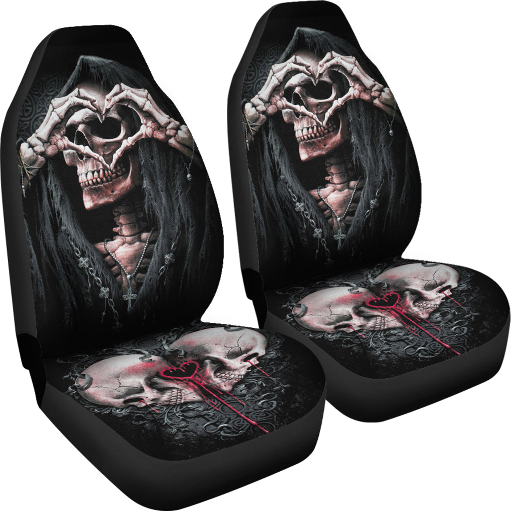 Set of 2 pcs skull girl car seat covers