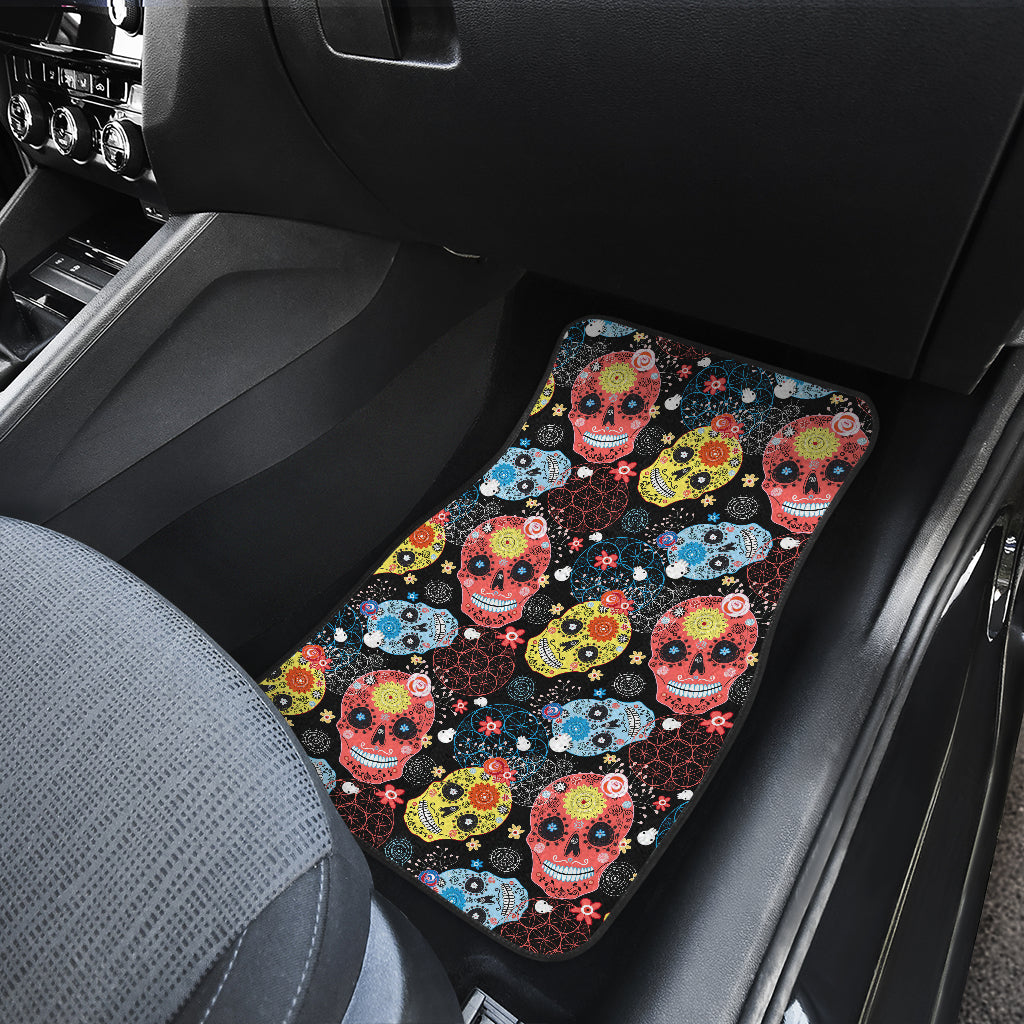 Set of 4 pcs sugar skull car mats