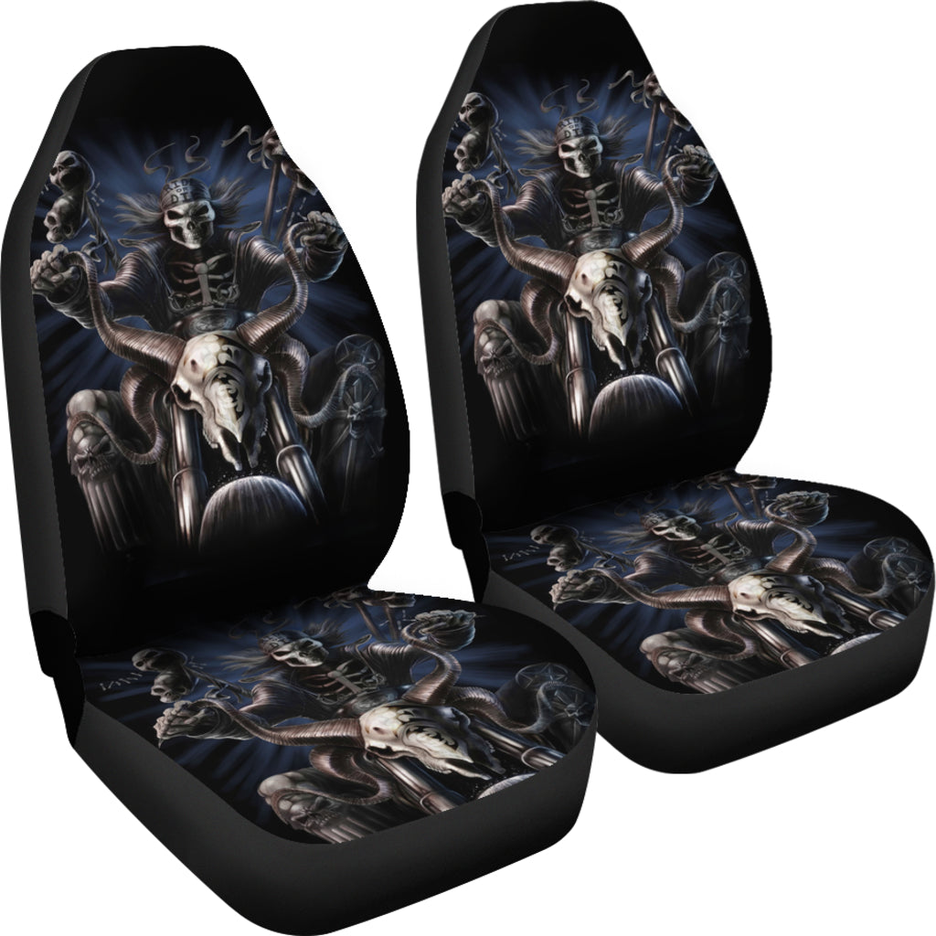 Set 2 pcs Gothic skull car seat covers