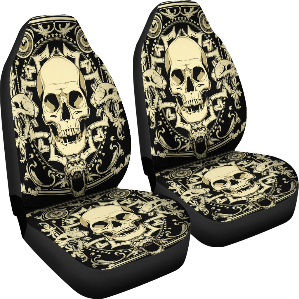 Set of 2 Pcs - Skull Car Seat Covers