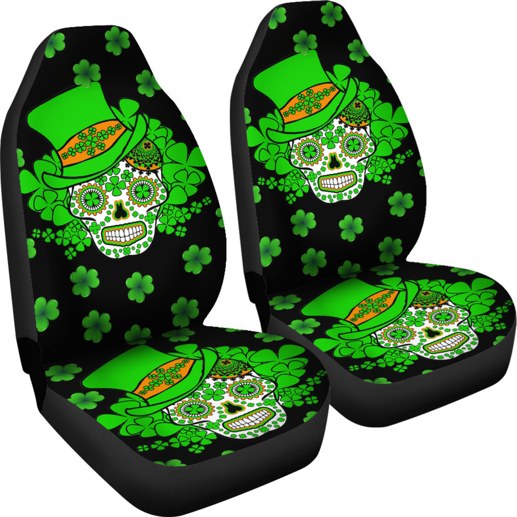 Set of 2 Sugar Skull St Patrick's Day seat covers