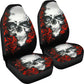 Set 2 pcs Floral sugar skull day of the dead skull car seat covers