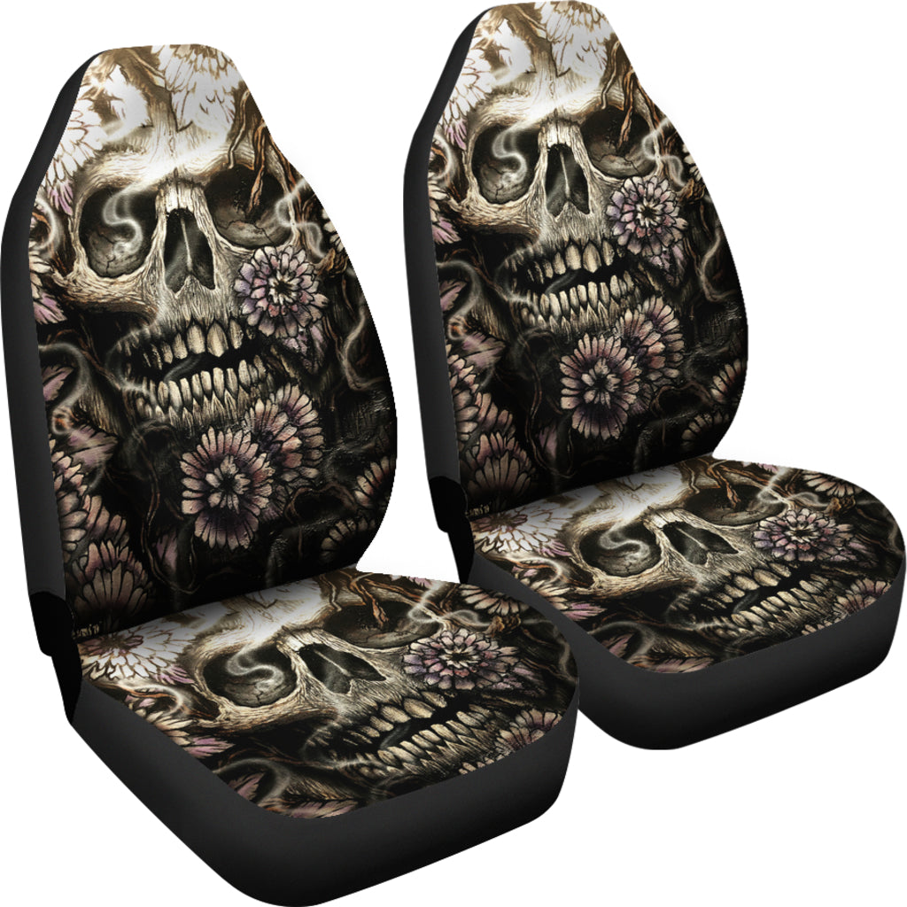 Set 2 pcs Gothic skull car seat covers